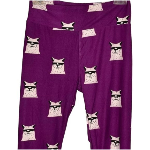 LuLaRoe Simply Comfortable Llama Alpaca Leggings -Purple/Black - OS (2-10) - Picture 2 of 9